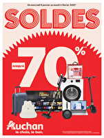 Soldes : jusqu'à -70% !  chez Auchan Valable du 08 janvier au 04 février 2025