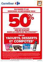 Op bon d’achat sur yaourts, compotes & desserts chez Carrefour Valable du 17 au 18 décembre 2024