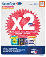 Bonne année bonne promo - doublez vos euros cagnottés  chez Carrefour Valable du 14 au 27 janvier 2025