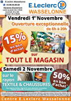 Ouverture 1 novembre des magasins Leclerc Valable du 30 octobre au 02 novembre 2024