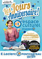 Les jours anniversaire espace culturel chez Leclerc Valable du 11 au 16 novembre 2024